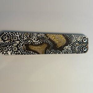 Hand painted one of a kind Black and Gold cuff bracelet.